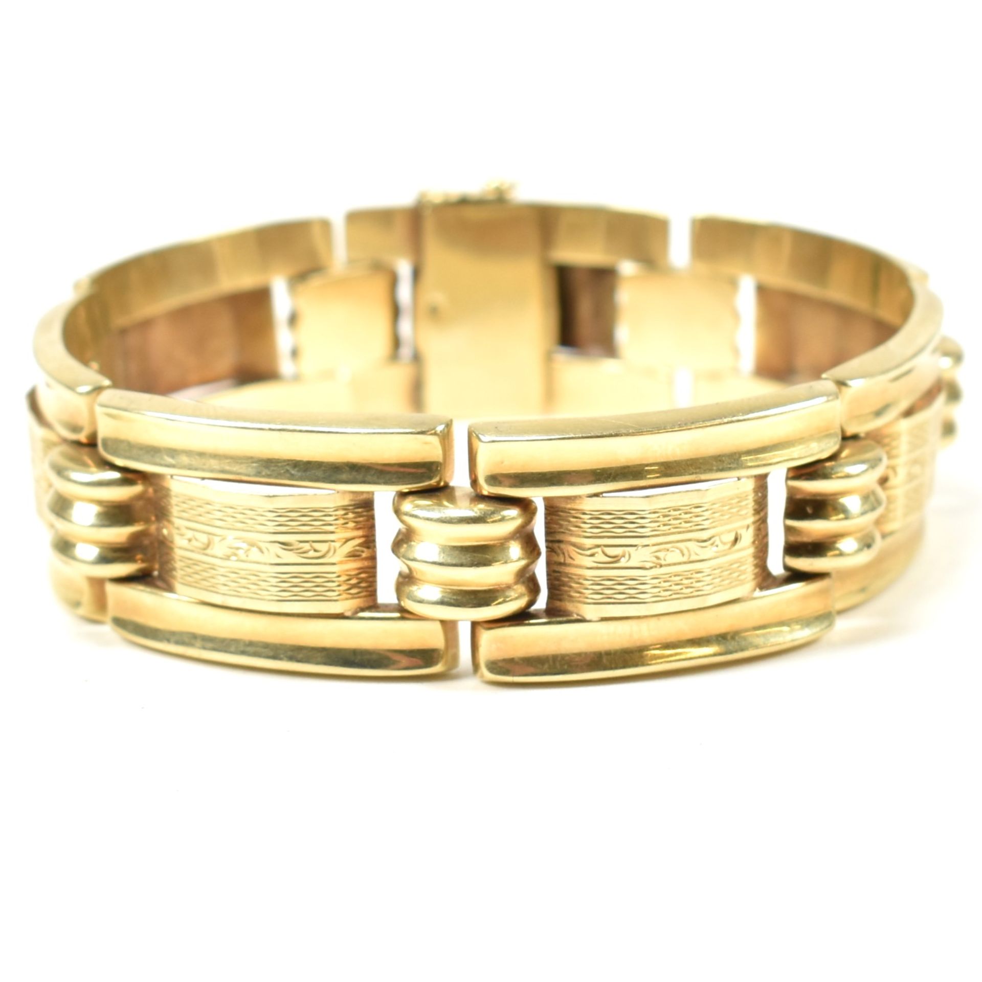 14CT GOLD VINTAGE TANK LINK BRACELET