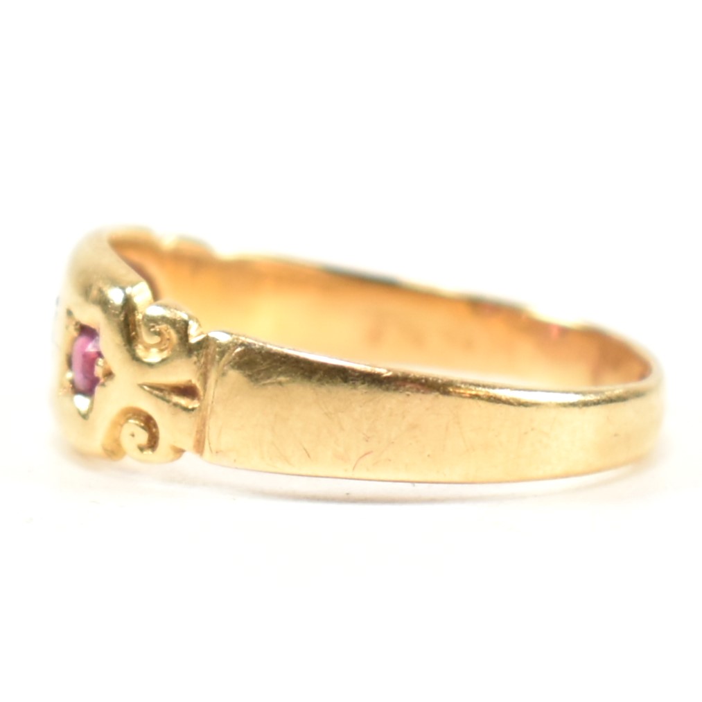 VICTORIAN HALLMARKED 18CT GOLD RUBY & DIAMOND DOME RING - Image 6 of 9