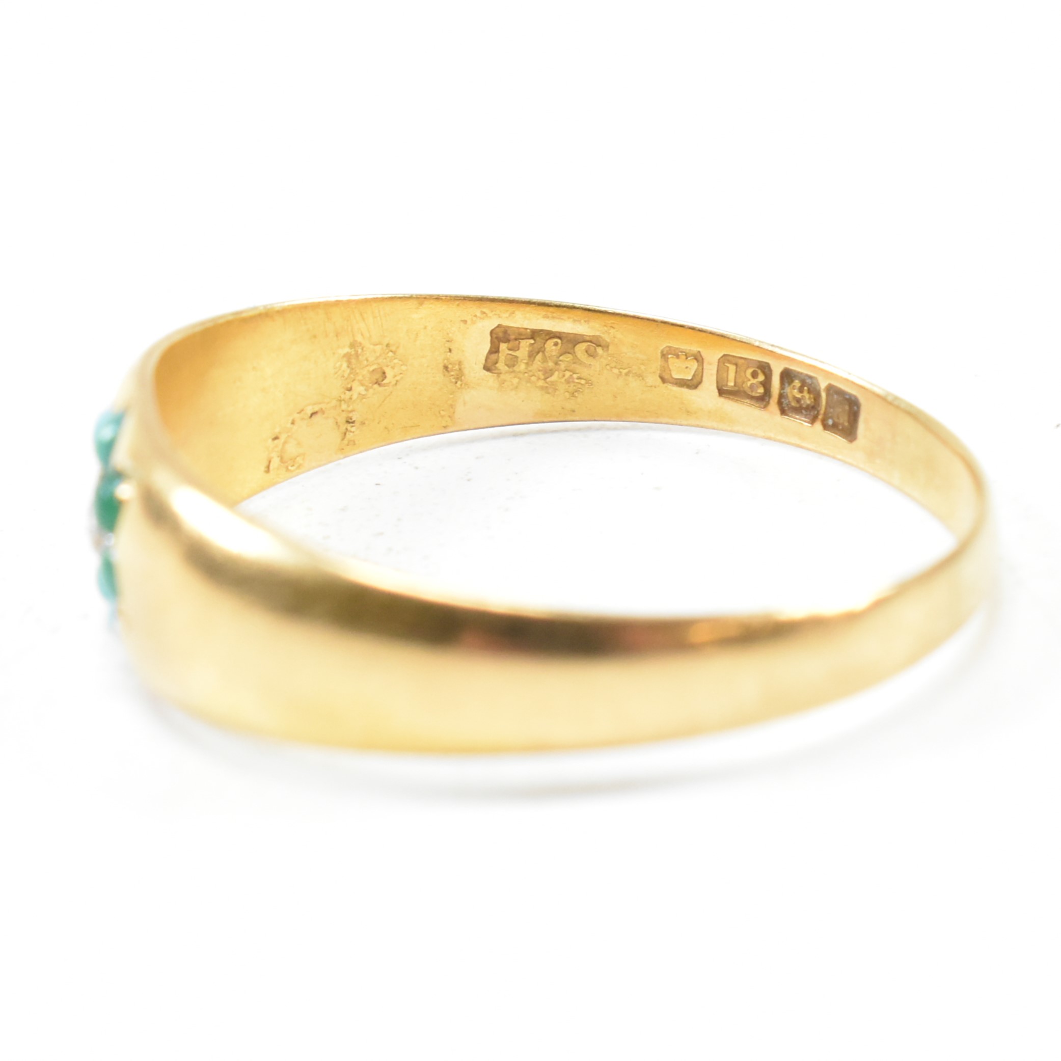 VICTORIAN HALLMARKED 18CT GOLD TURQUOISE & DIAMOND RING - Image 8 of 9