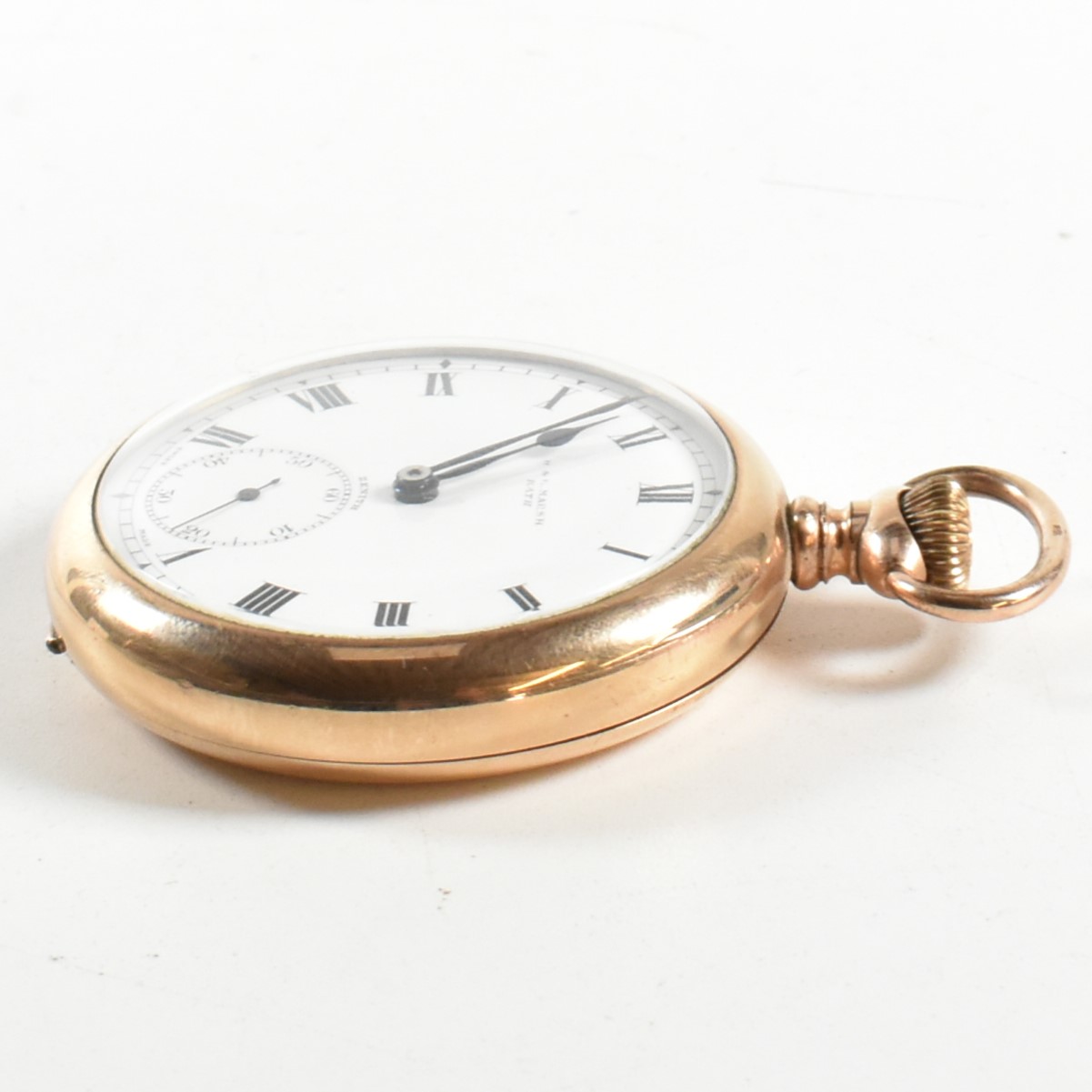 GOLD PLATED MARSH OF BATH OPEN FACED POCKET WATCH - Image 7 of 7