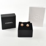 PAIR OF CHANEL GOLD PLATED & ENAMEL EARRINGS