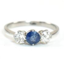 PLATINUM SAPPHIRE & DIAMOND THREE STONE RING