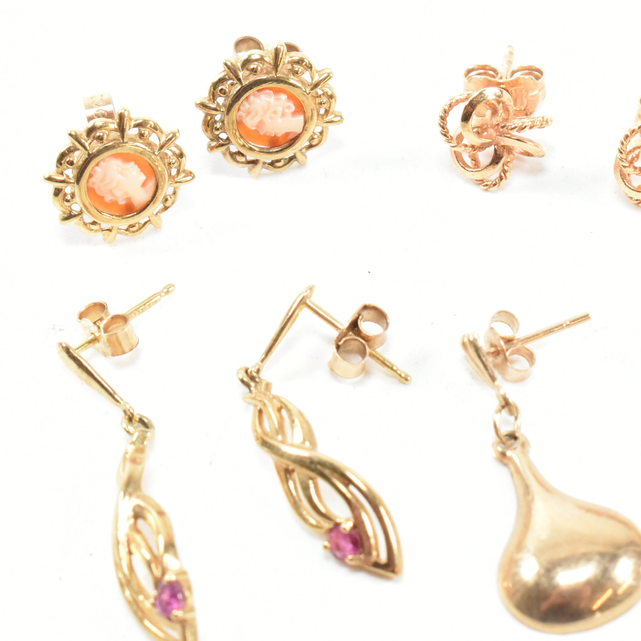 COLLECTION OF 9CT GOLD & GEM SET EARRINGS - Image 4 of 4