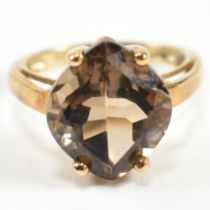 HALLMARKED 9CT GOLD & SMOKY QUARTZ RING