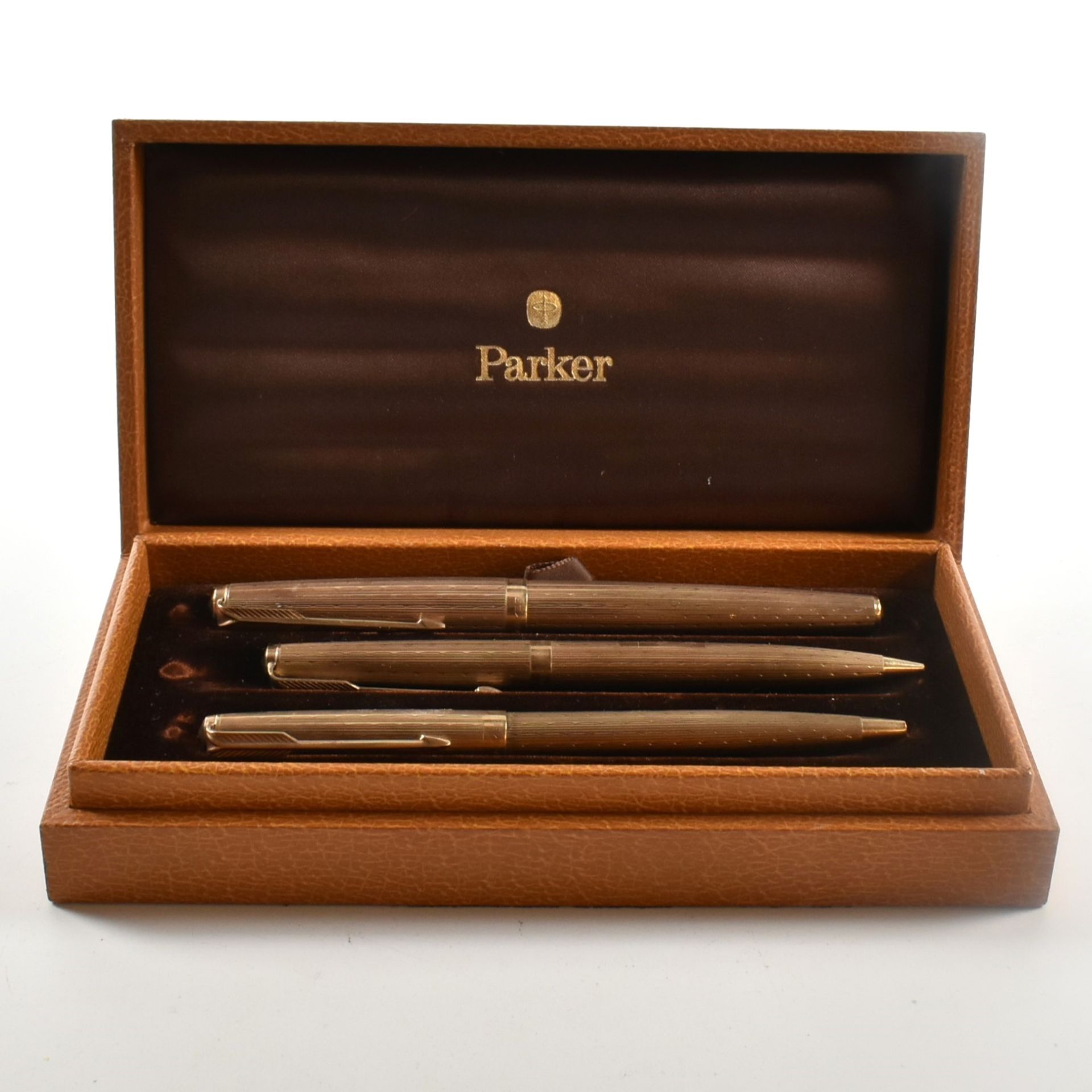 CASED SET OF THREE HALLMARKED 9CT GOLD PARKER PENS - Image 2 of 6