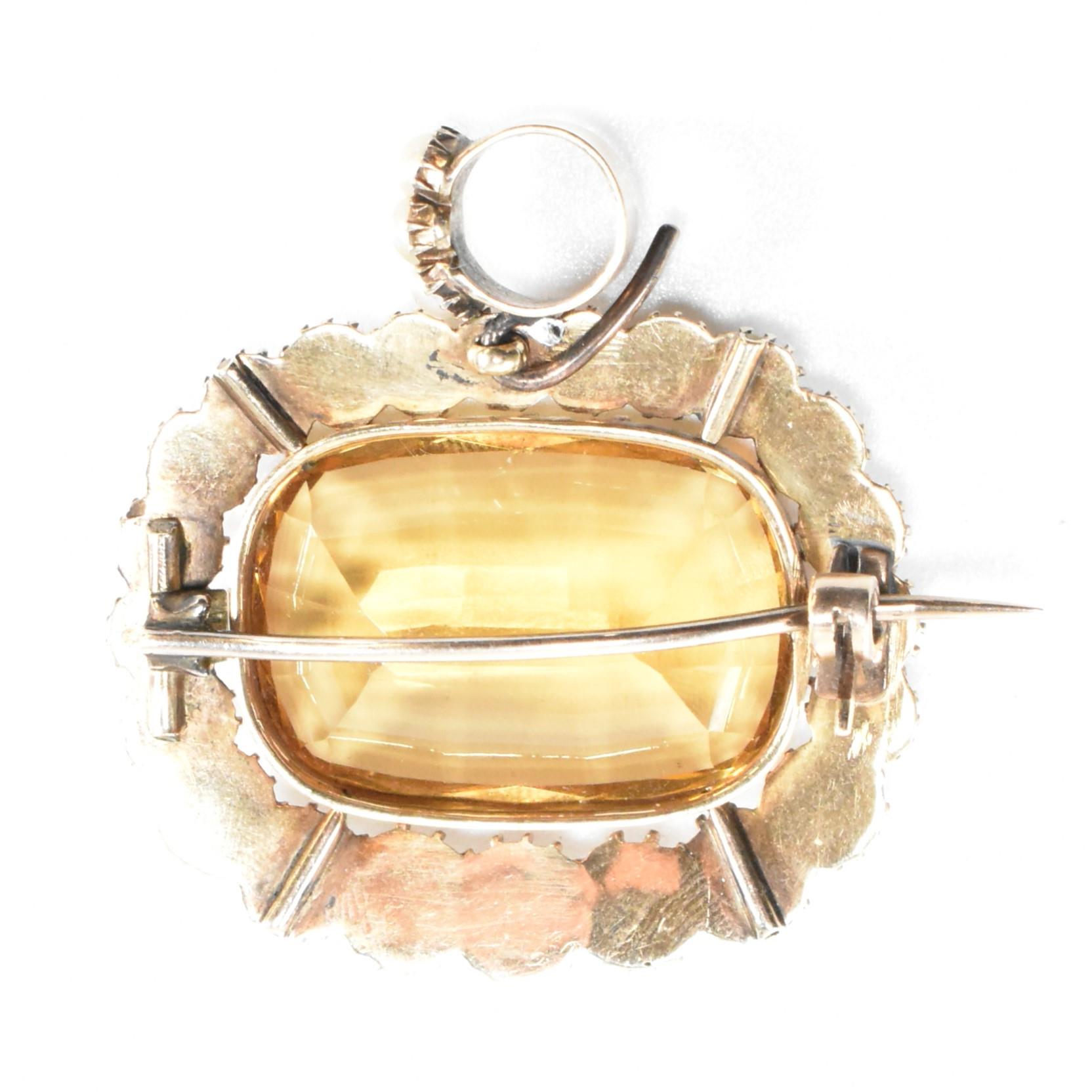 19TH CENTURY CITRINE & PEARL PENDANT BROOCH PIN - Image 2 of 5