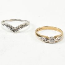 TWO HALLMARKED 9CT GOLD & DIAMOND RINGS