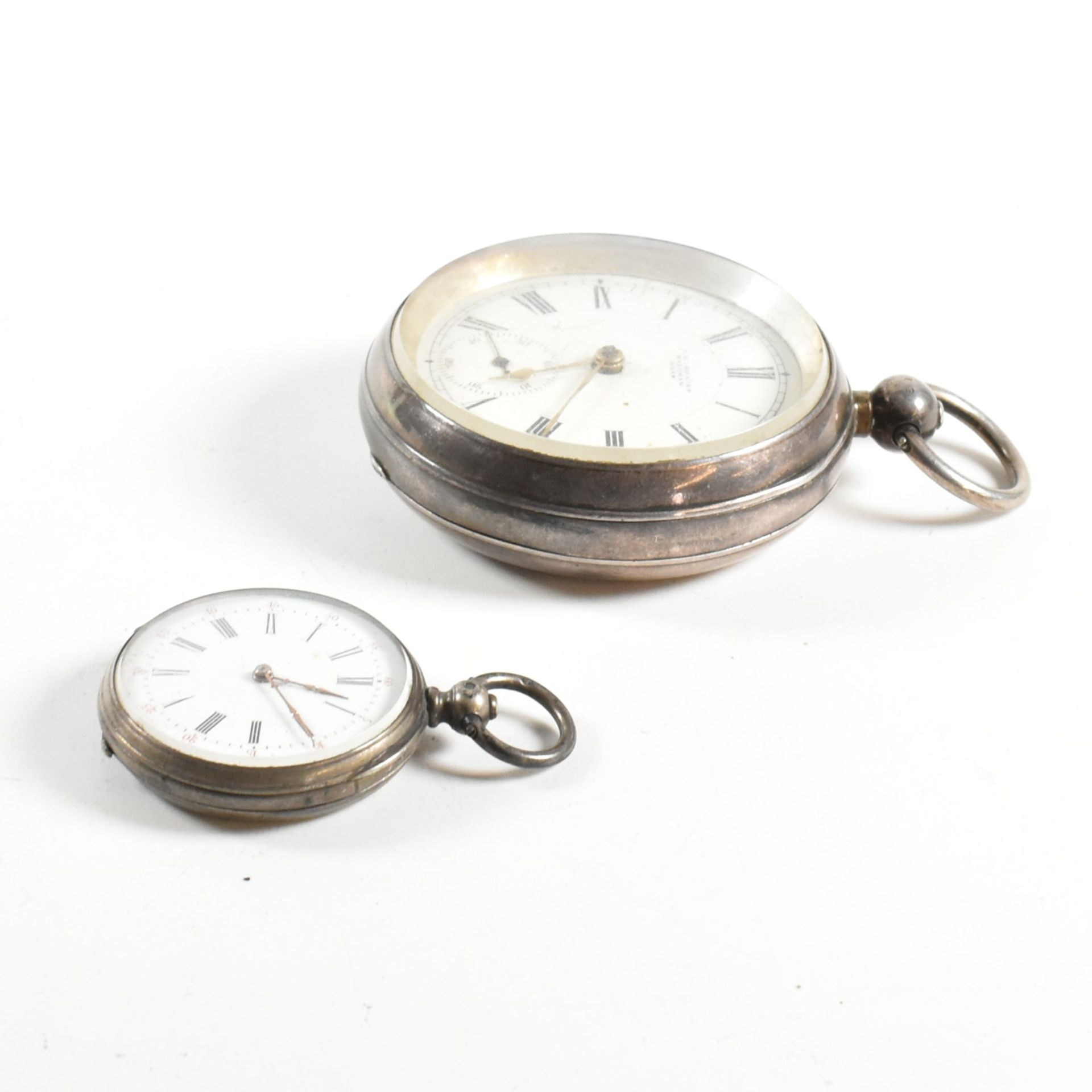 SILVER HALLMARKED POCKET WATCH & A FOB WATCH - Image 6 of 7
