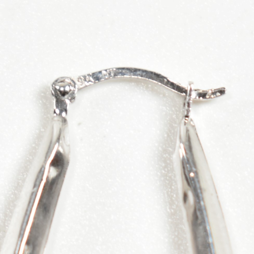 TWO PAIRS OF 9CT WHITE GOLD HOOP EARRINGS - Image 4 of 6