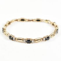 9CT GOLD SAPPHIRE & CZ LINE BRACELET