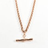 HALLMARKED 9CT ROSE GOLD ALBERT CHAIN WITH T-BAR PENDANT
