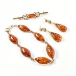 HALLMARKED 9CT GOLD & AMBER JEWELLERY SUITE
