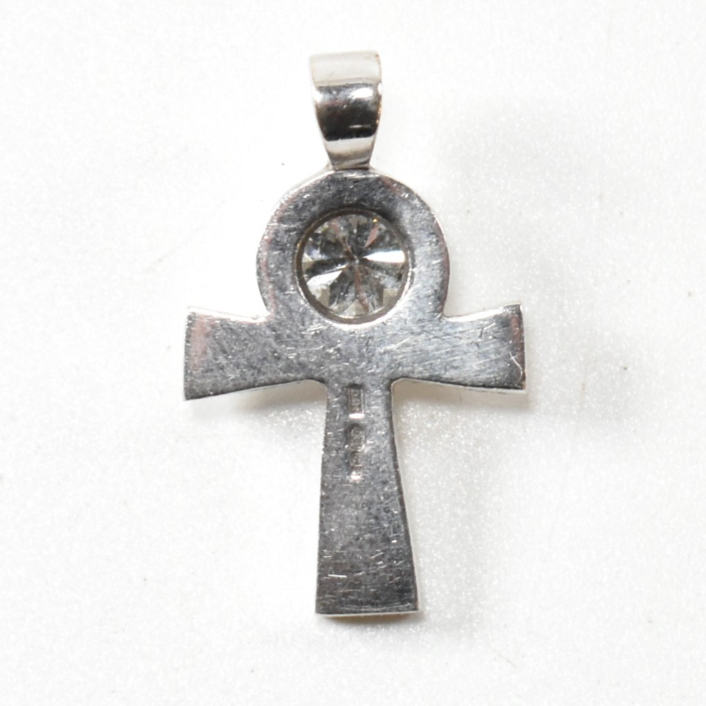 HALLMARKED WHITE GOLD & DIAMOND CROSS NECKLACE PENDANT - Image 2 of 5