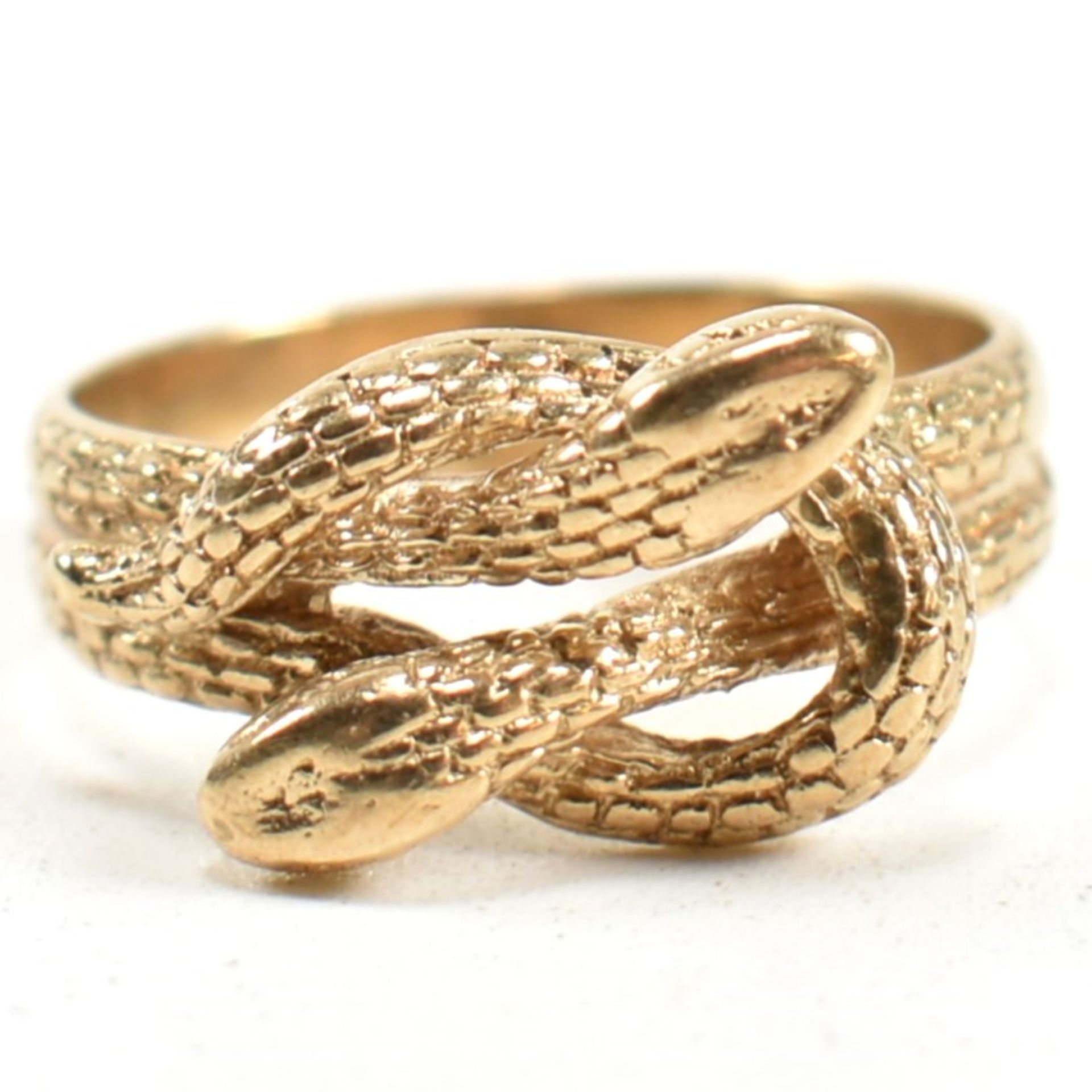 HALLMARKED 9CT GOLD ENTWINED SNAKE RING