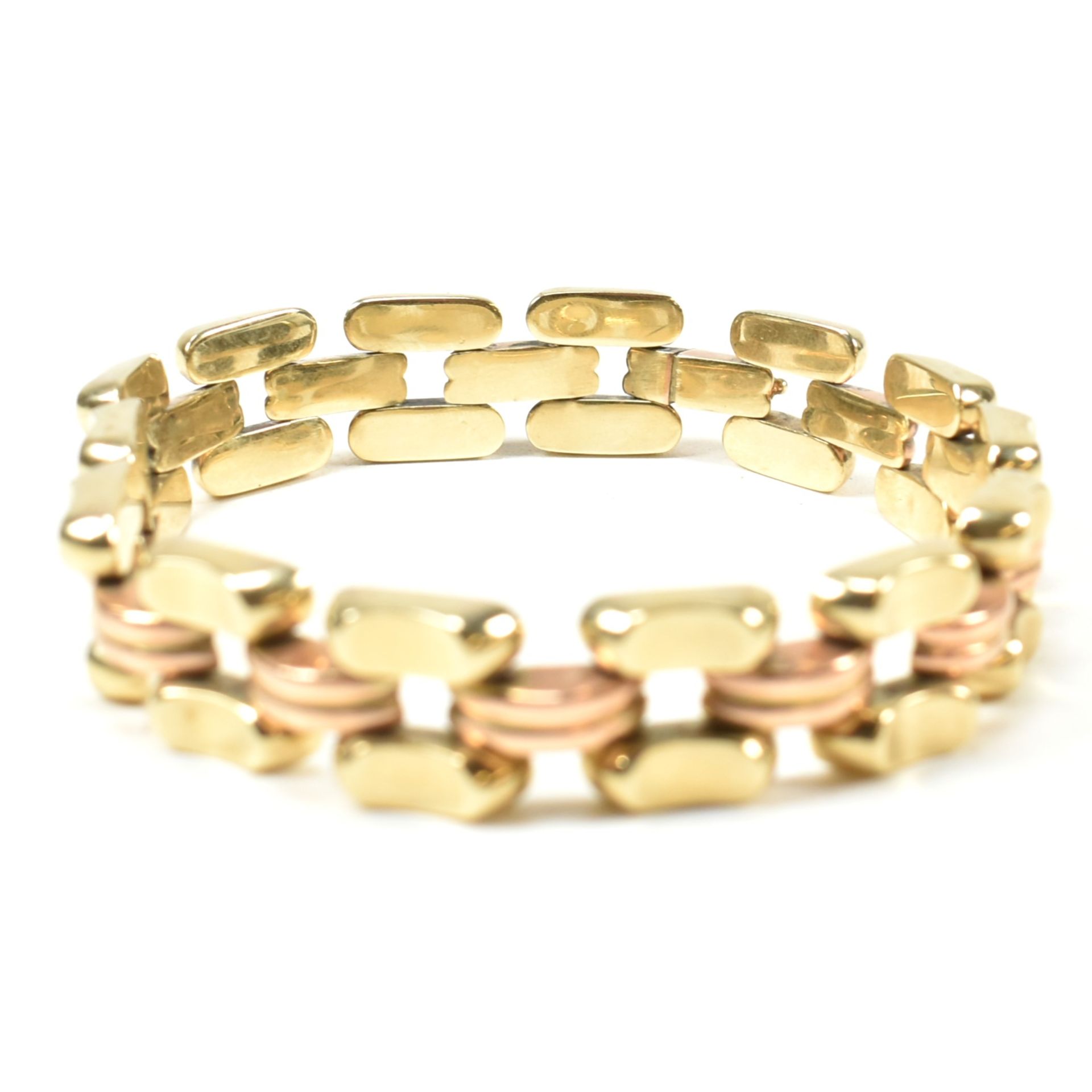 14CT GOLD BI COLOUR GOLD FANCY LINK BRACELET - Image 2 of 7