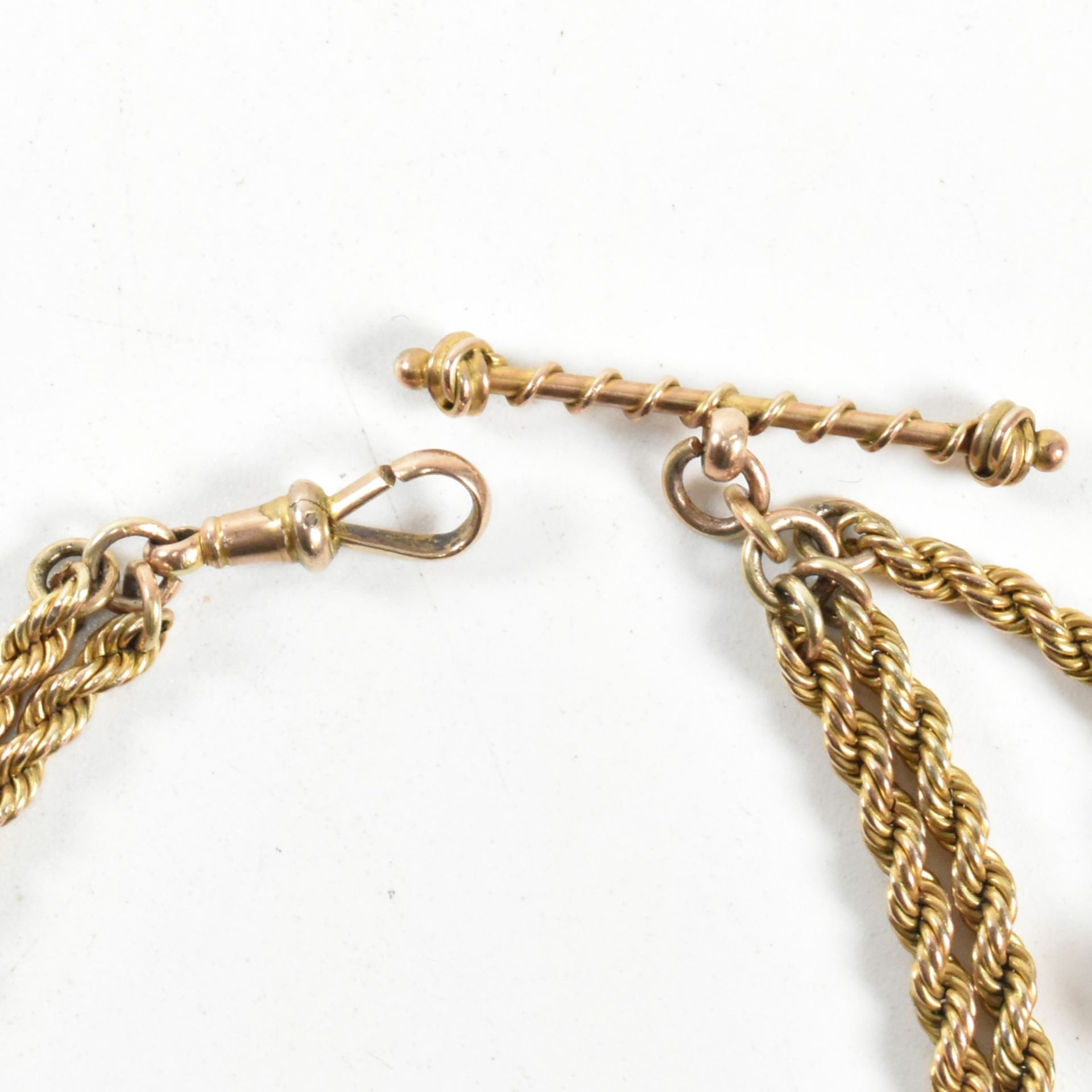 VICTORIAN 9CT GOLD LEONTINE WATCH CHAIN - Image 3 of 7