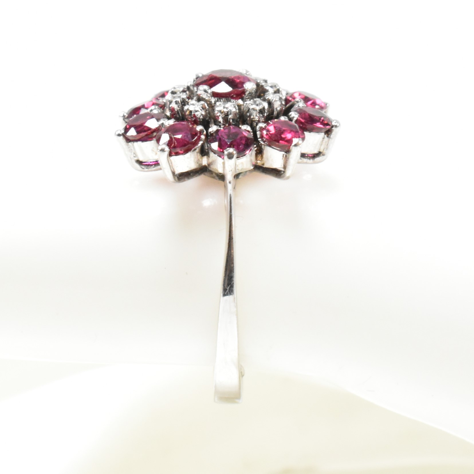 WHITE GOLD RUBY & DIAOND CLUSTER RING - Image 8 of 8