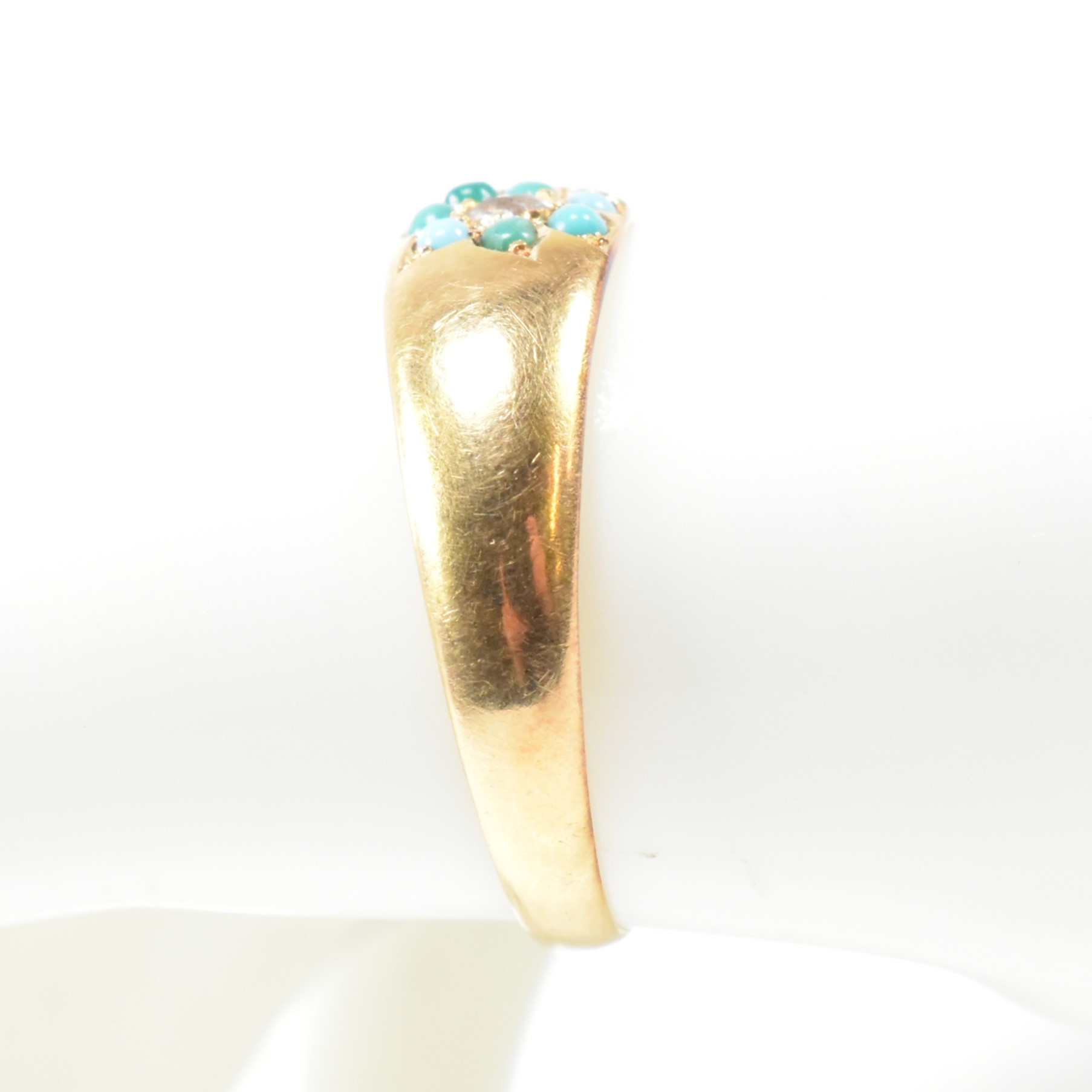 VICTORIAN HALLMARKED 18CT GOLD TURQUOISE & DIAMOND RING - Image 9 of 9