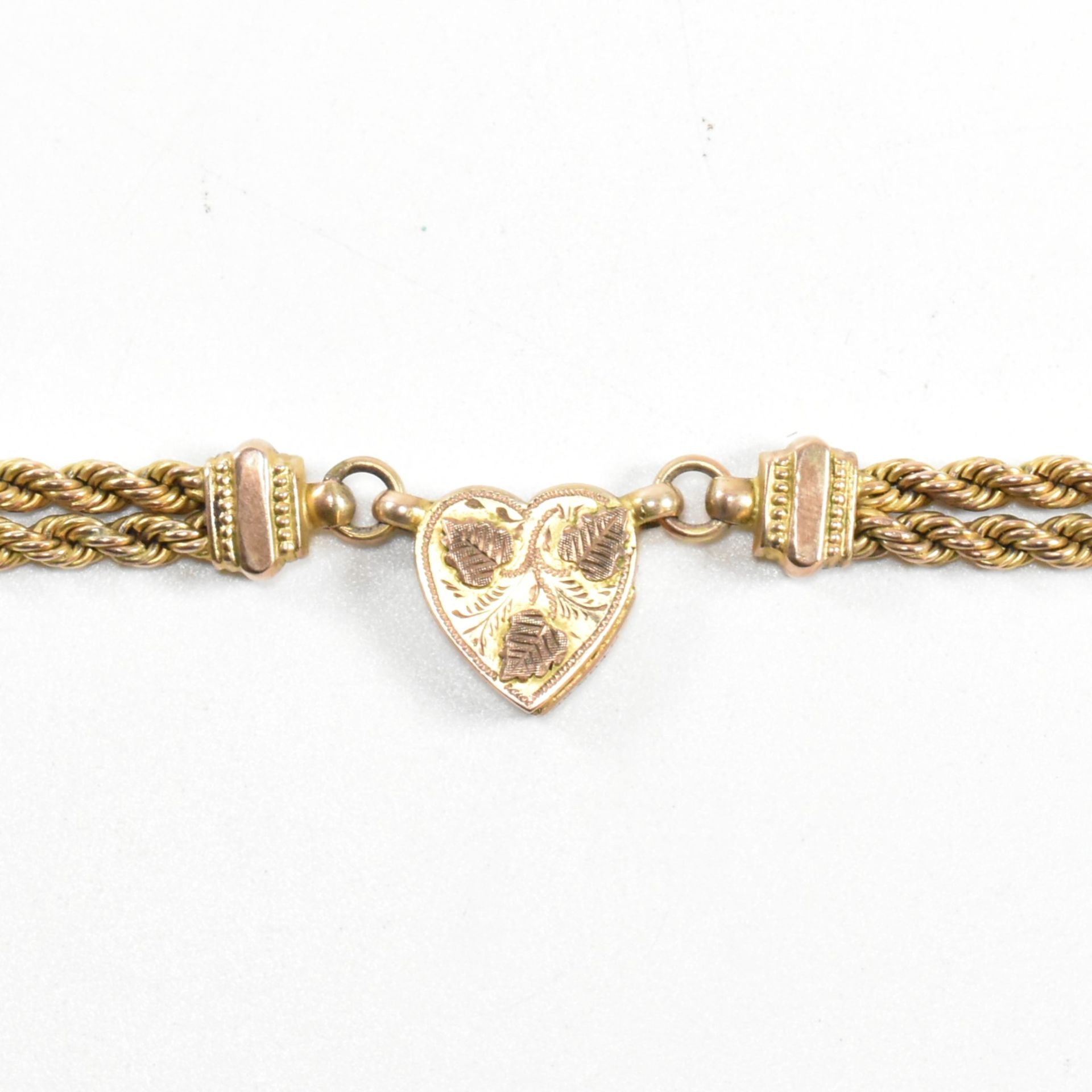 VICTORIAN 9CT GOLD LEONTINE WATCH CHAIN - Image 2 of 7