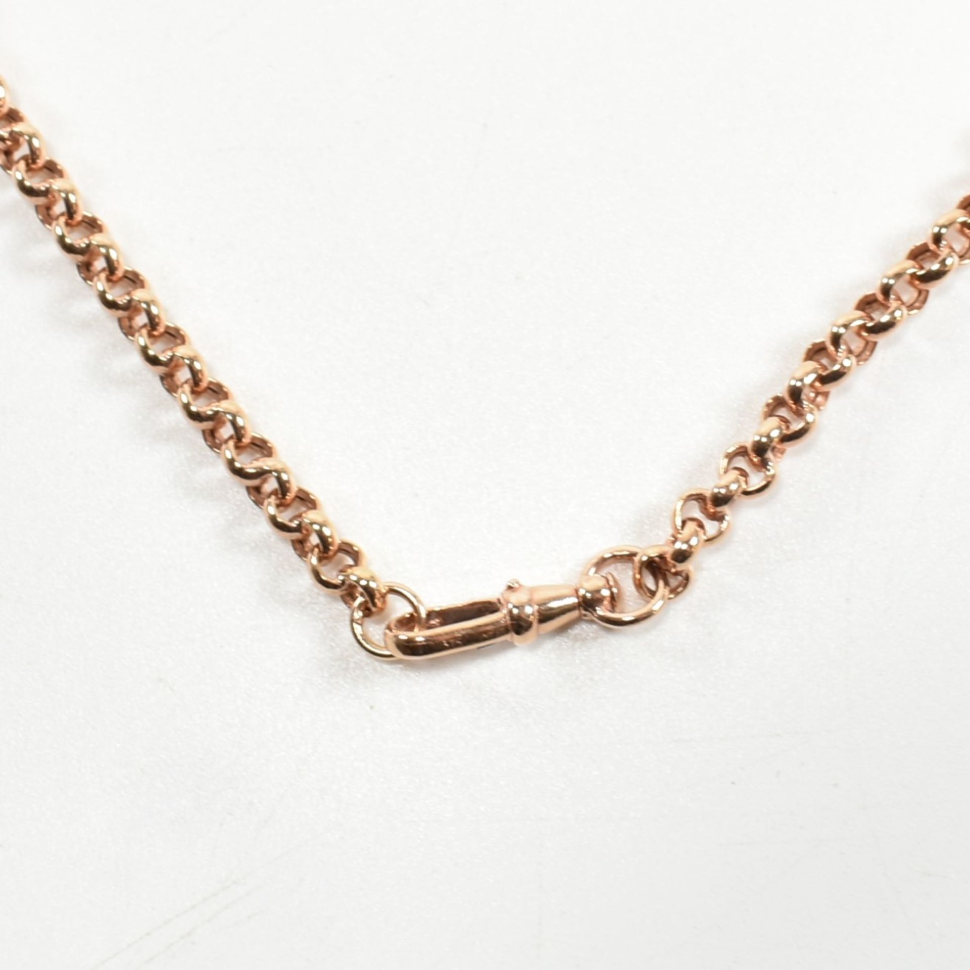 HALLMARKED 9CT ROSE GOLD ALBERT CHAIN WITH T-BAR PENDANT - Bild 4 aus 6