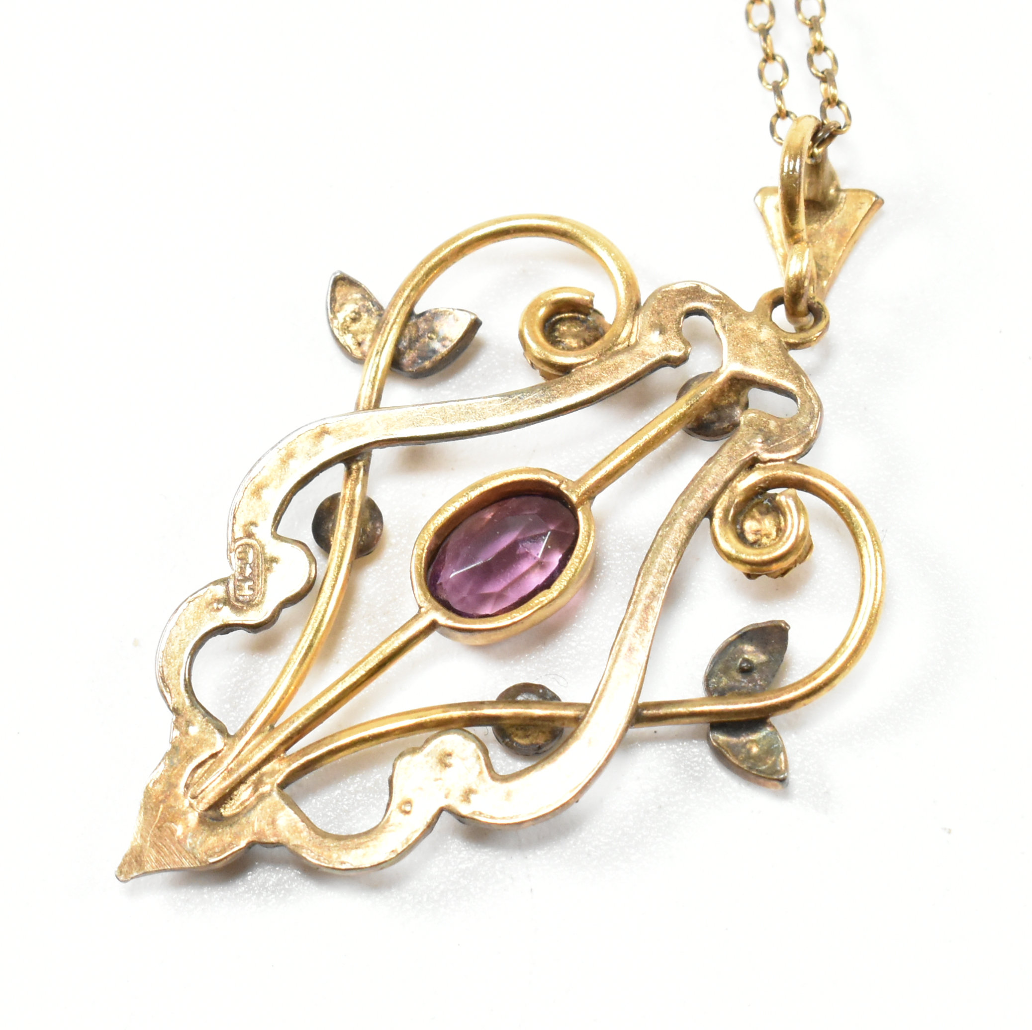 TWO ART NOUVEAU GEM SET PENDANT NECKLACES - Bild 9 aus 9