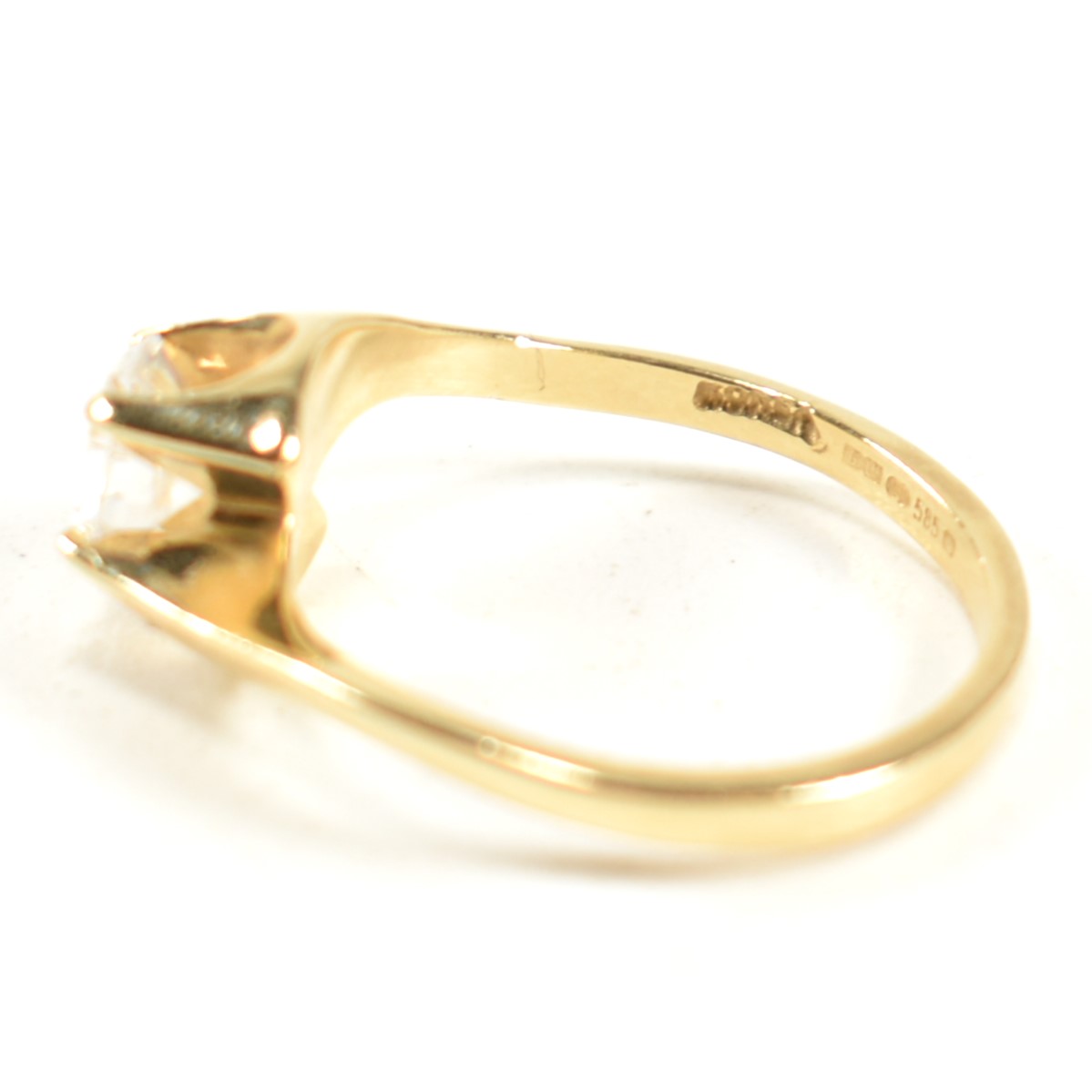 HALLMARKED 14CT GOLD & CZ CROSSOVER RING - Bild 6 aus 9