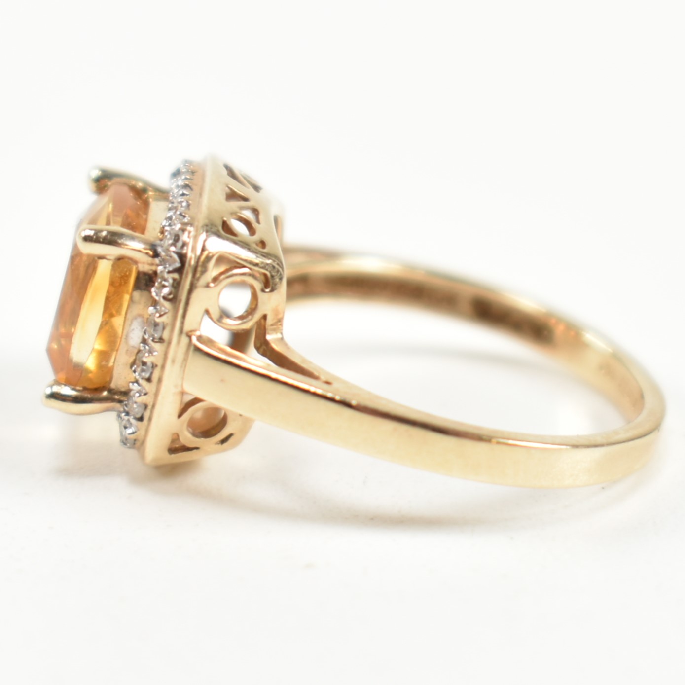HALLMARKED 9CT GOLD CITRINE & DIAMOND RING - Image 7 of 9