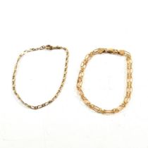 TWO HALLMARKED 9CT GOLD CHAIN BRACELETS