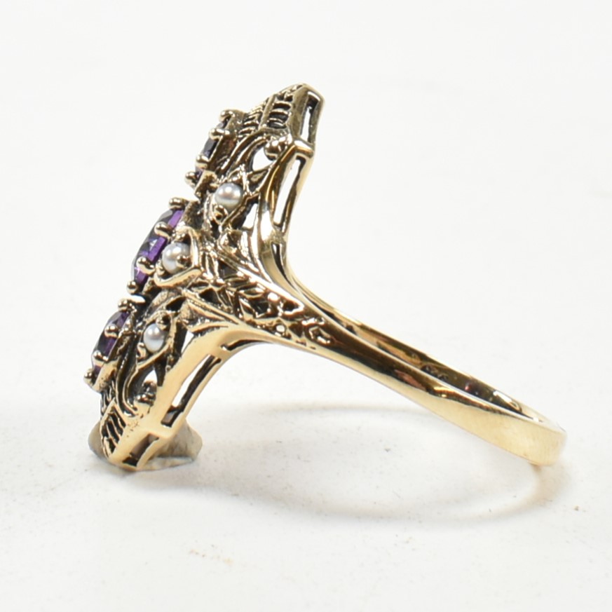 9CT GOLD AMETHYST & PEARL RING - Image 5 of 8