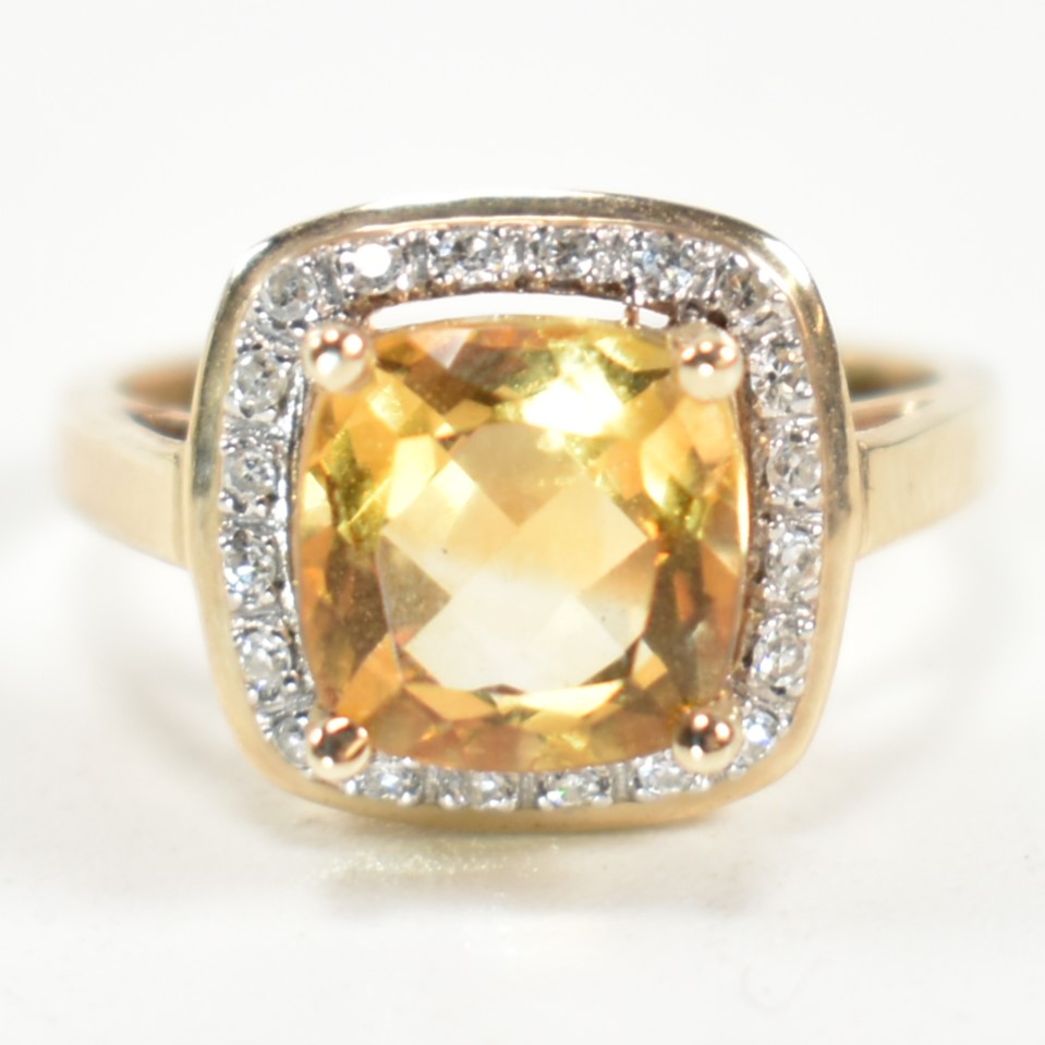 HALLMARKED 9CT GOLD CITRINE & DIAMOND RING