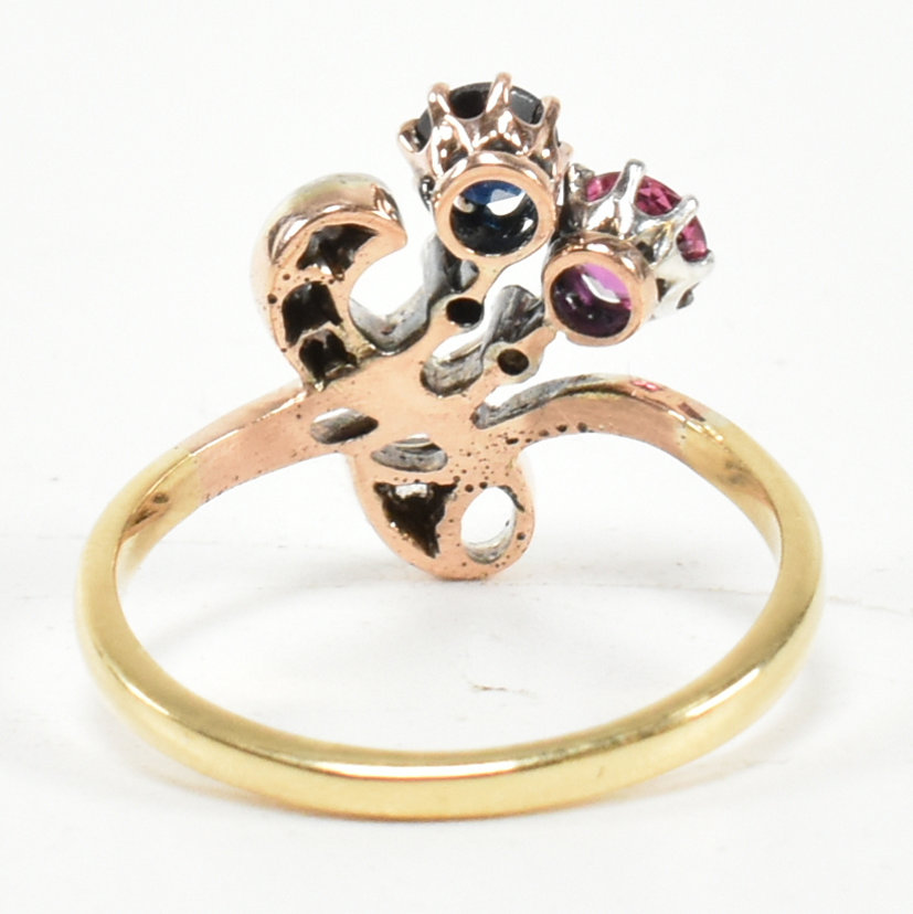 ART NOUVEAU RUBY & SAPPHIRE & DIAMOND RING - Image 5 of 8