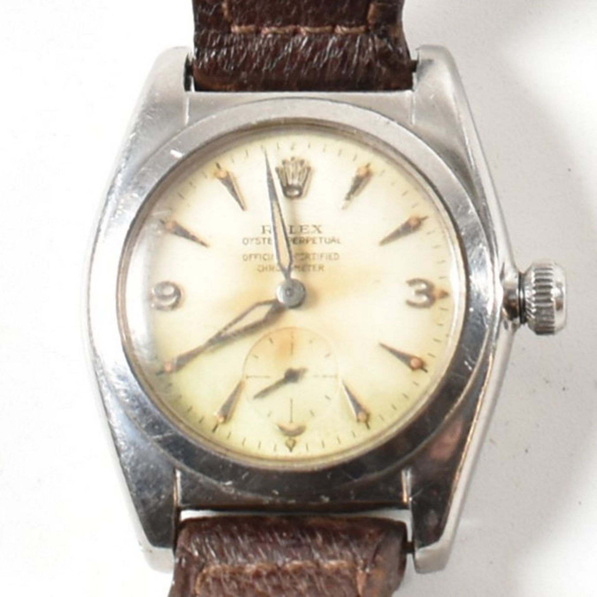 ROLEX OYSTER PERPETUAL WRISTWATCH WITH LEATHER STRAP