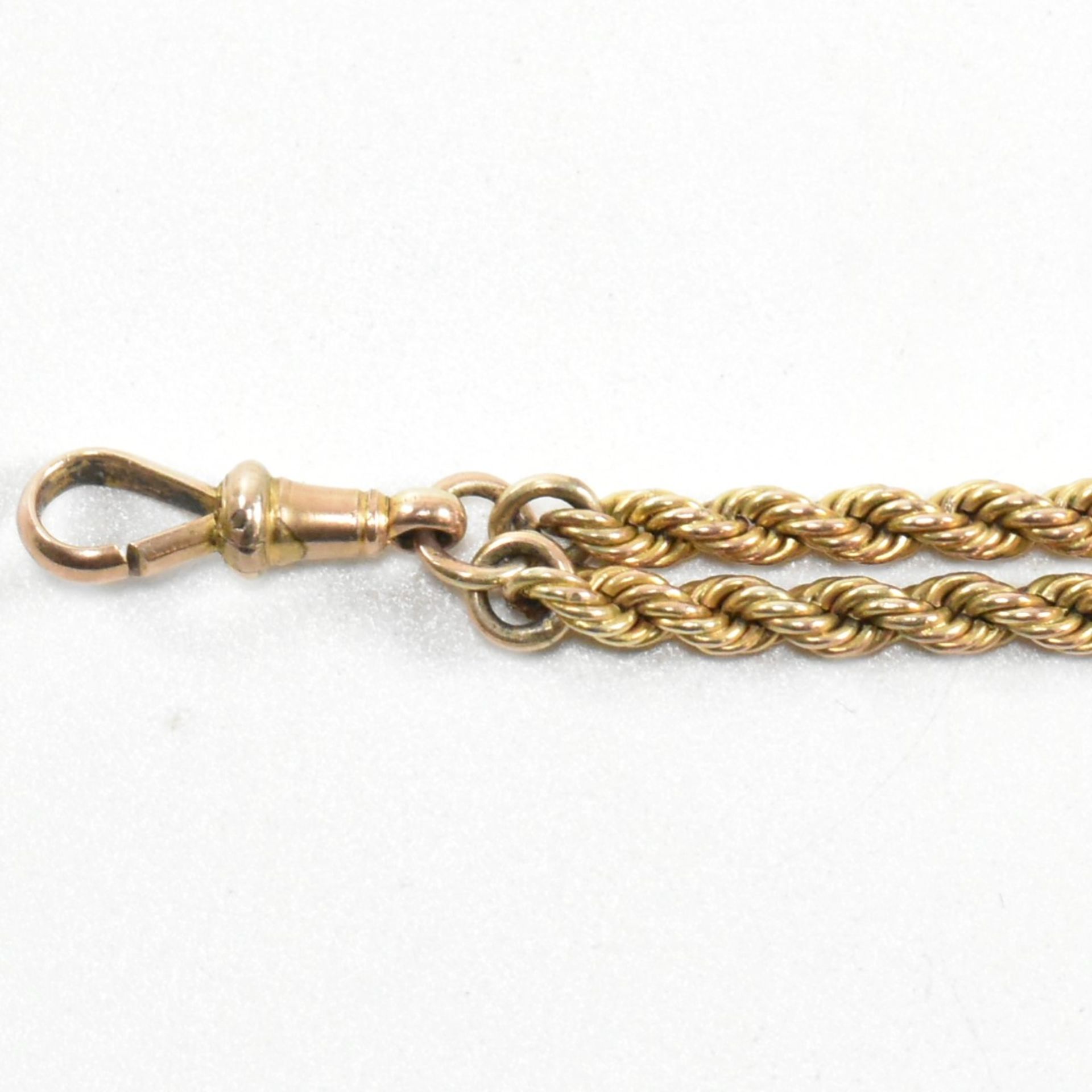 VICTORIAN 9CT GOLD LEONTINE WATCH CHAIN - Image 5 of 7