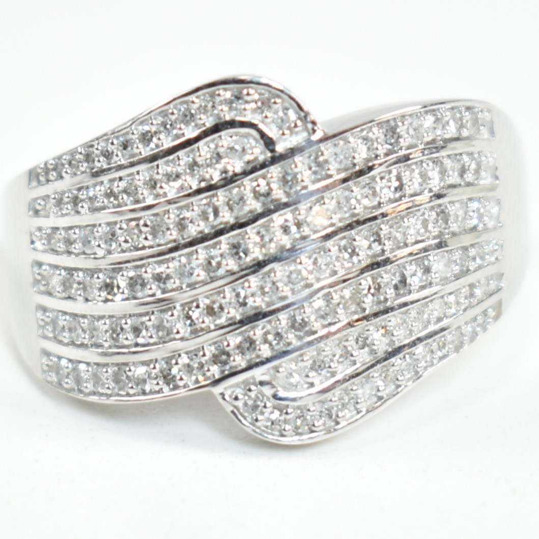 HALLMARKED 9CT WHITE GOLD & DIAMOND PAVE RING