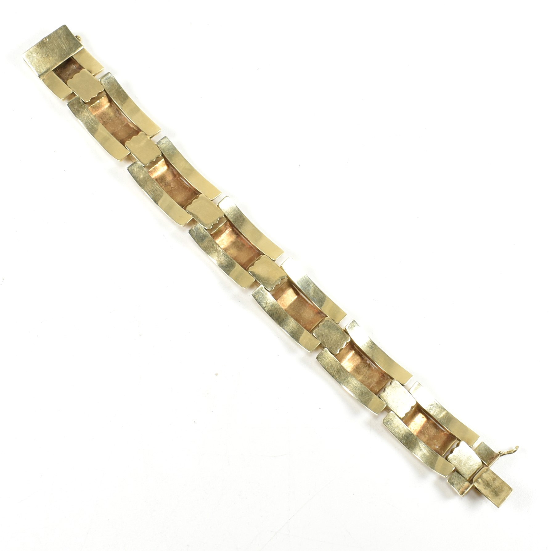 14CT GOLD VINTAGE TANK LINK BRACELET - Image 8 of 9