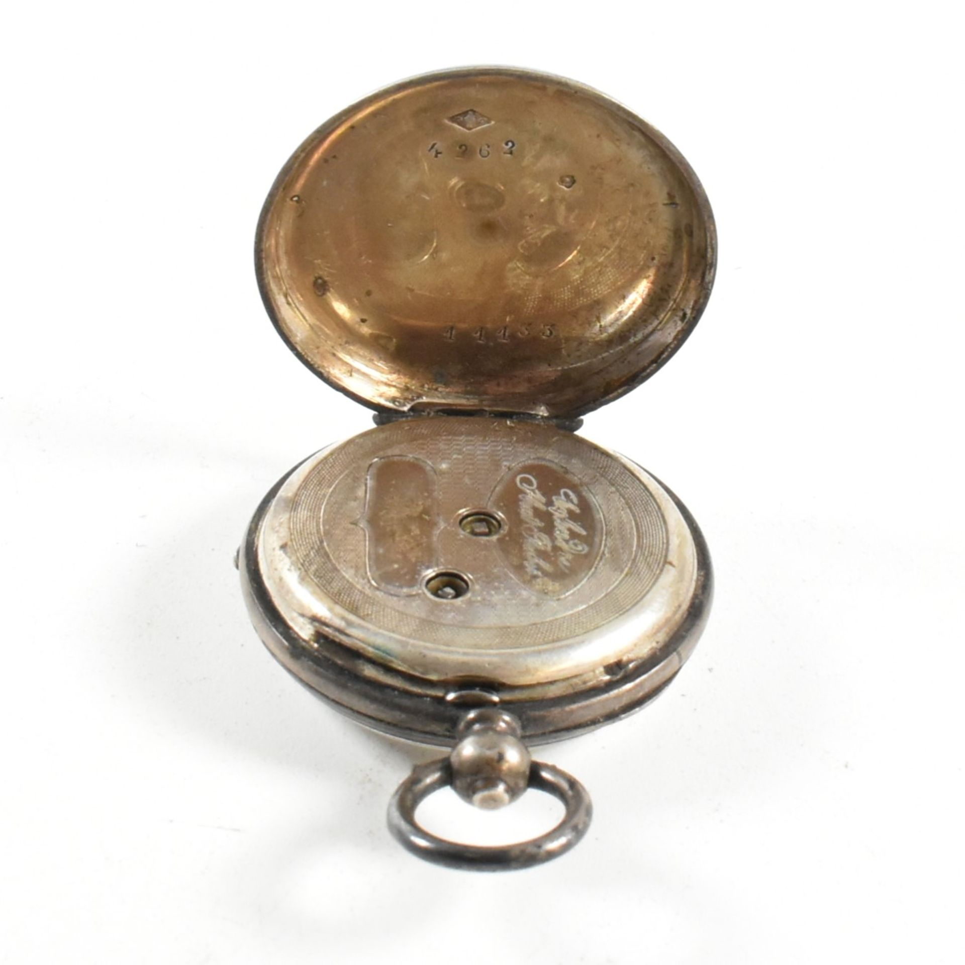 SILVER HALLMARKED POCKET WATCH & A FOB WATCH - Image 3 of 7