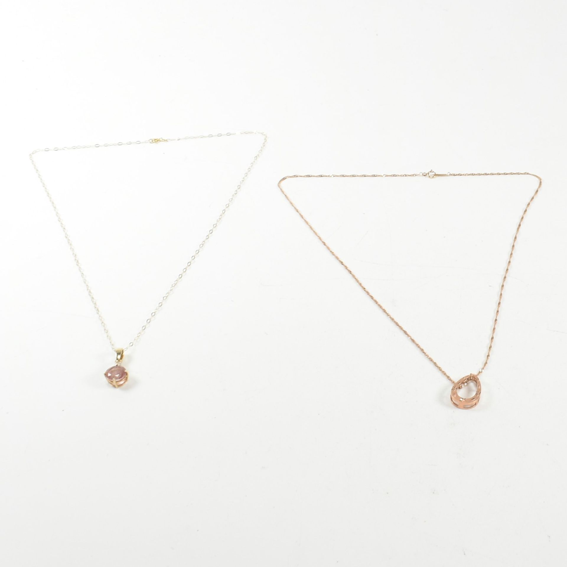9CT ROSE GOLD PENDANT NECKLACE & 9CT YELLOW GOLD & GEM SET PENDANT NECKLACE - Image 3 of 6
