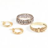 COLLECTION OF 9CT GOLD JEWELLERY INCLUDING GOLD & SILVER ETERNITY RING