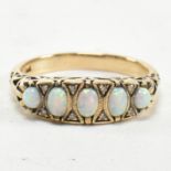 9CT GOLD SYNTHETIC OPAL & DIAMOND GYPSY RING
