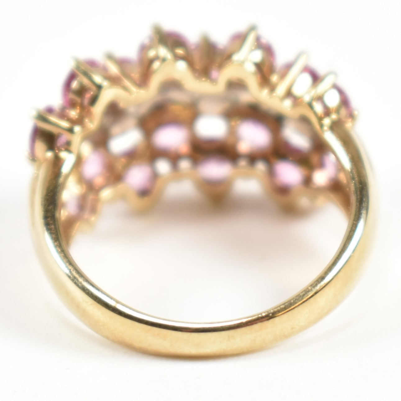 HALLMARKED 9CT GOLD PINK SAPPHIRE & DIAMOND CLUSTER RING - Image 3 of 9