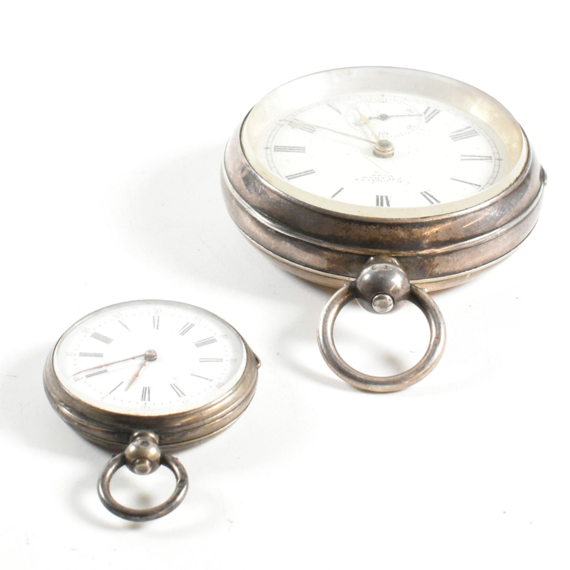 SILVER HALLMARKED POCKET WATCH & A FOB WATCH - Image 4 of 7