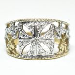 HALLMARKED 9CT GOLD & DIAMOND MALTESE CROSS RING