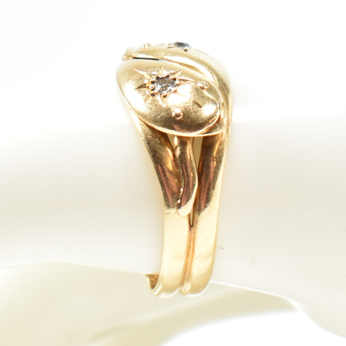 EDWARDIAN HALLMARKED 18CT GOLD & DIAMOND TWIN SNAKE RING - Image 4 of 8