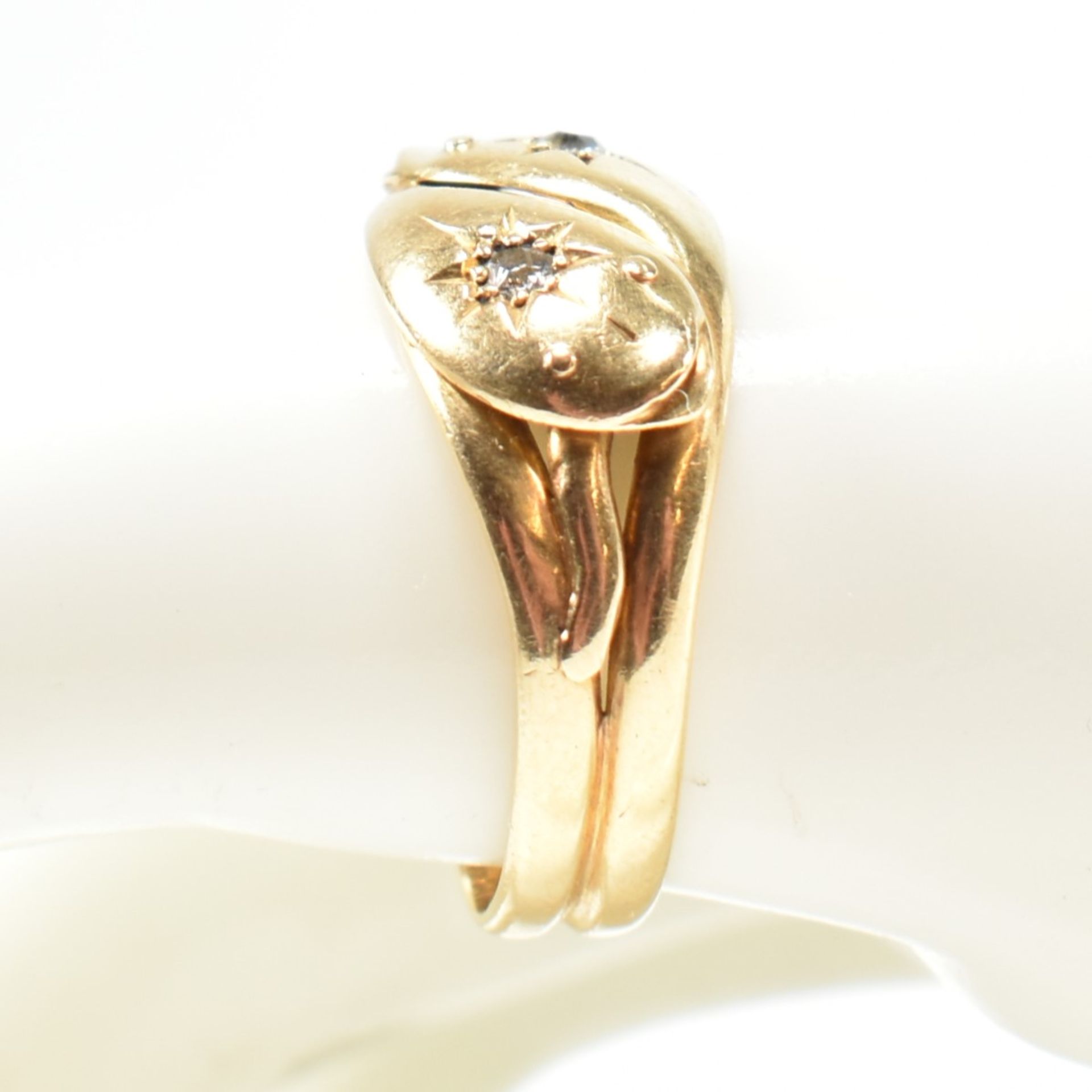 EDWARDIAN HALLMARKED 18CT GOLD & DIAMOND TWIN SNAKE RING - Bild 4 aus 8