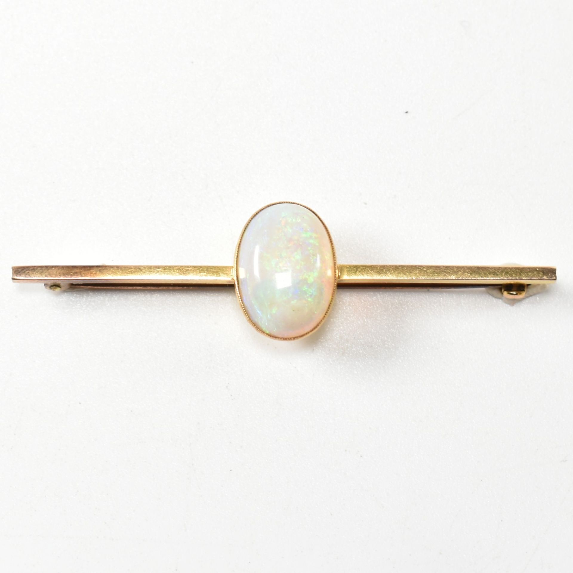 EARLY 20TH CENTURY 15CT GOLD & OPAL BAR BROOCH PIN