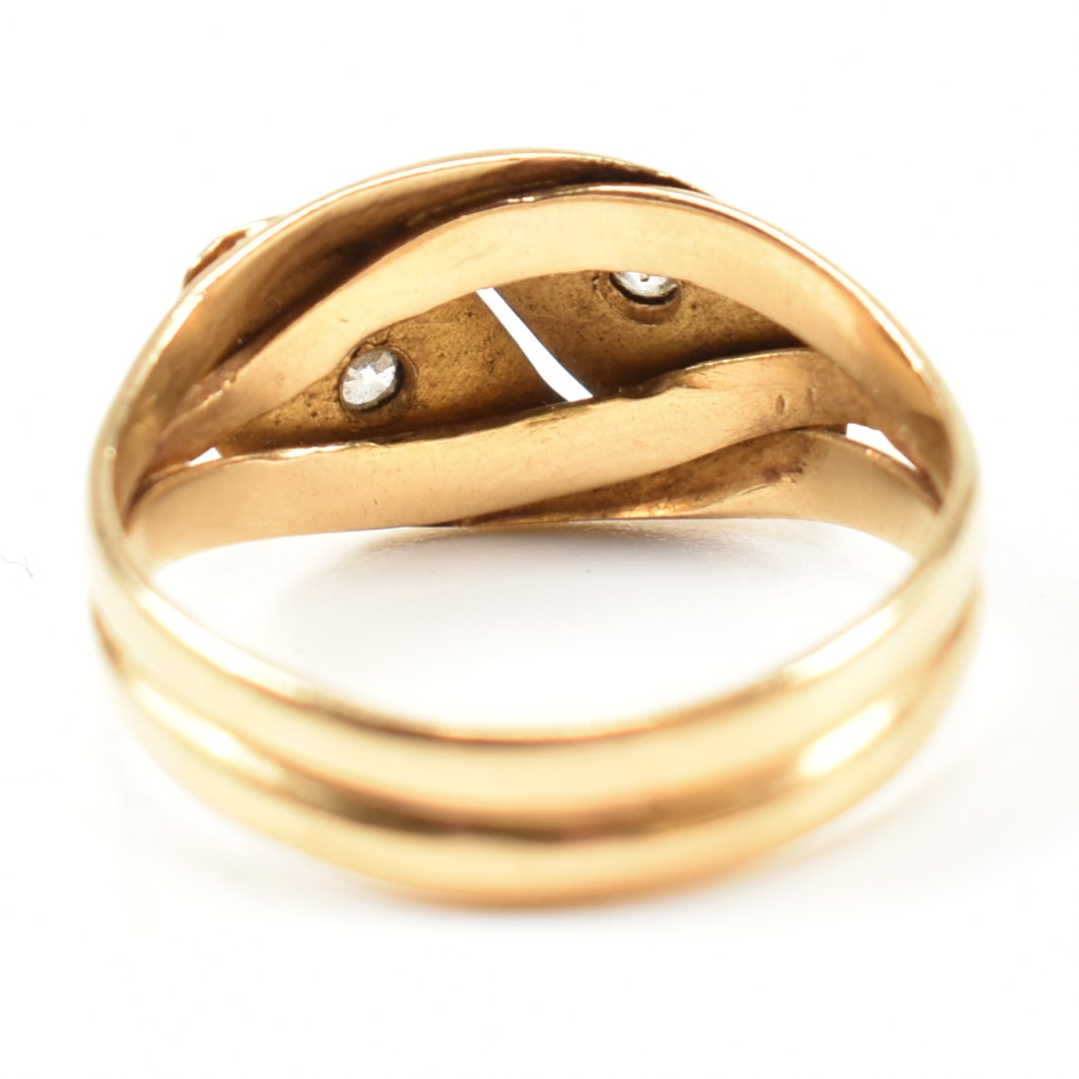 EDWARDIAN HALLMARKED 18CT GOLD & DIAMOND TWIN SNAKE RING - Image 3 of 8