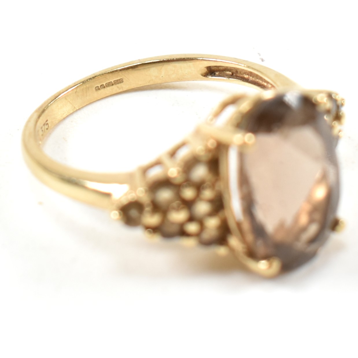 HALLMARKED 9CT GOLD & SMOKY QUARTZ RING - Bild 9 aus 10