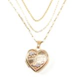 COLLECTION OF 9CT GOLD NECKLACES INCLUDING LOCKET