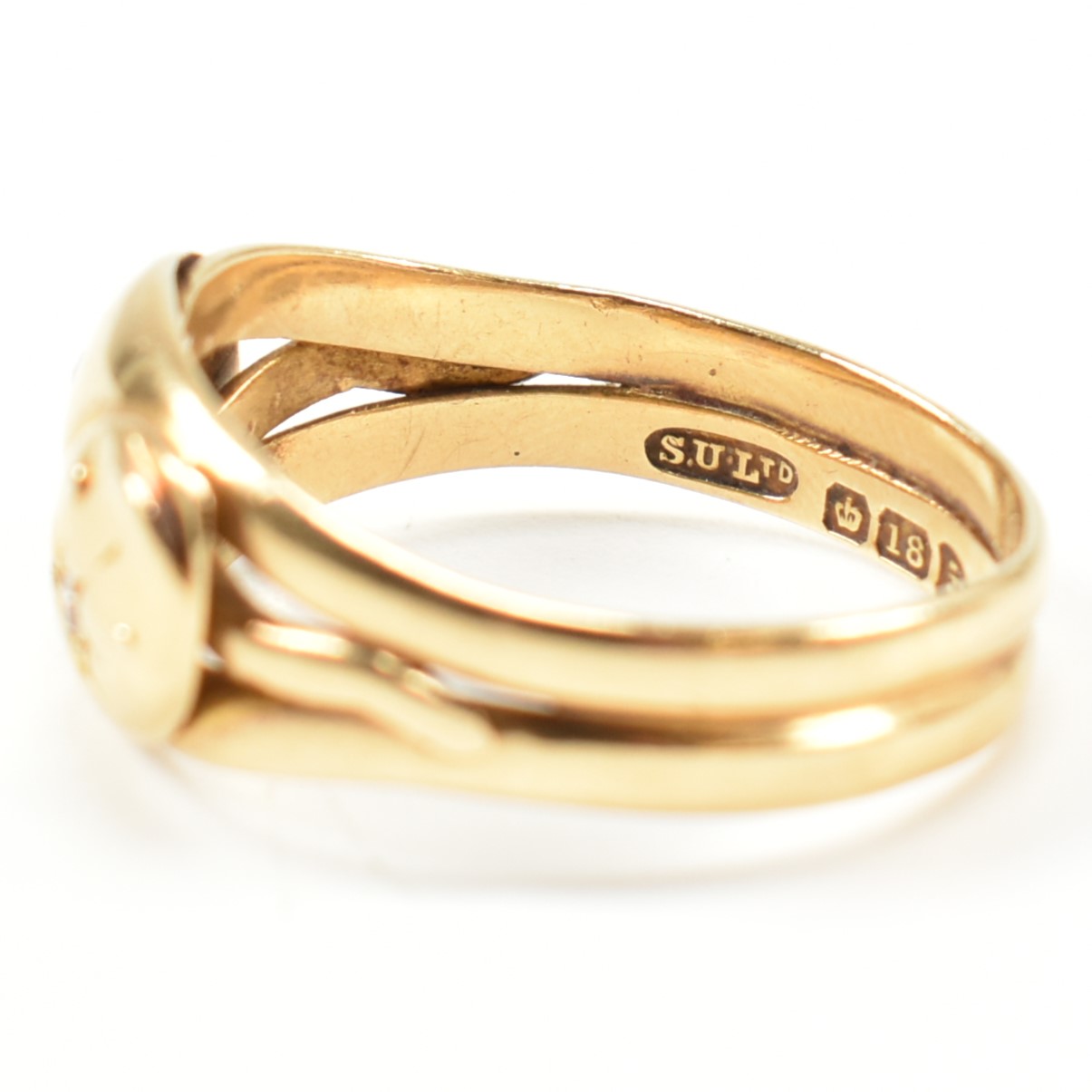 EDWARDIAN HALLMARKED 18CT GOLD & DIAMOND TWIN SNAKE RING - Image 7 of 8