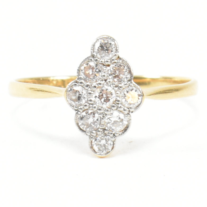 18CT GOLD PLATINUM & DIAMOND CLUSTER RING